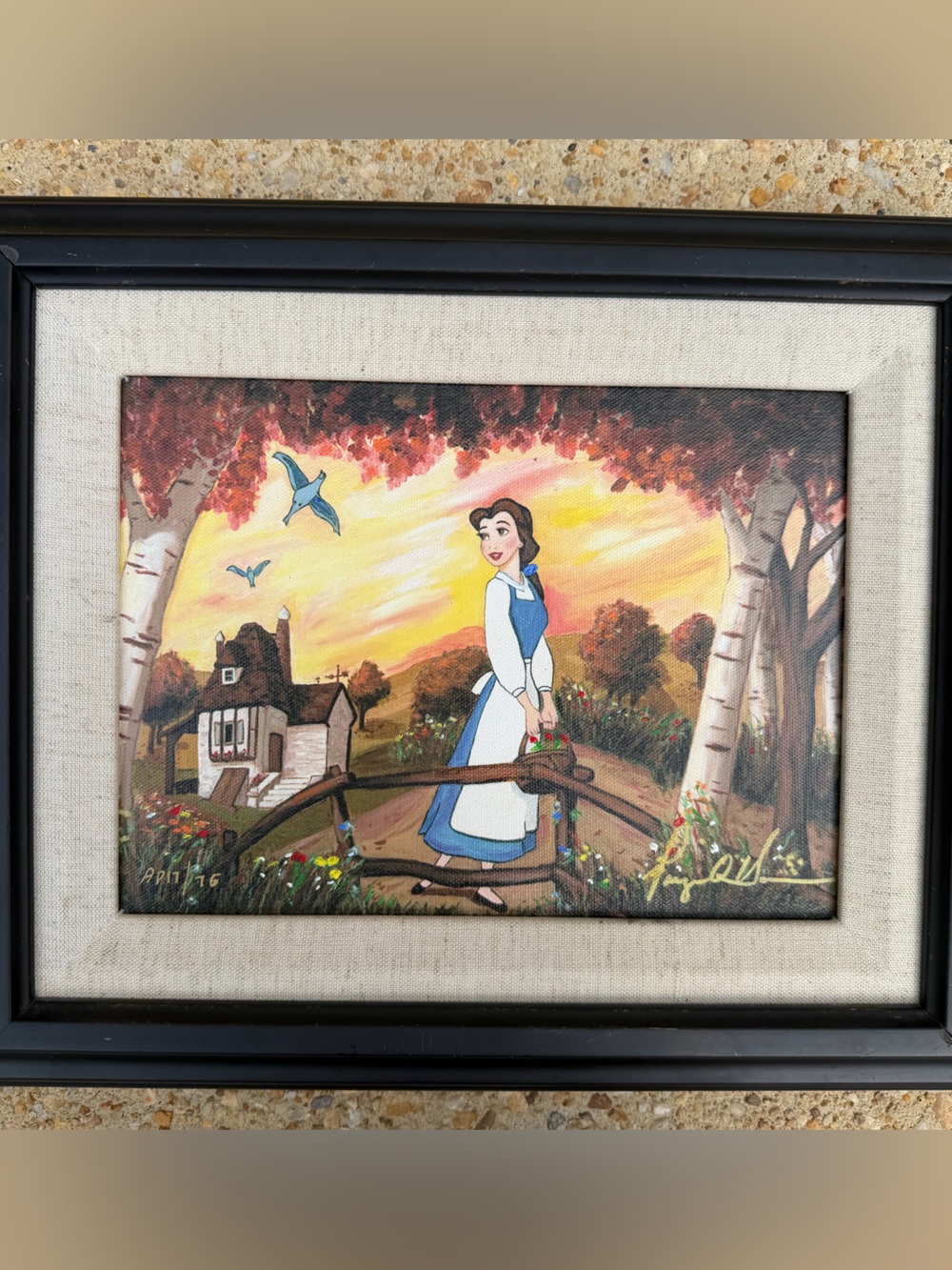 Belle Beauty and the Beast Little Town painted by Paige O Hara